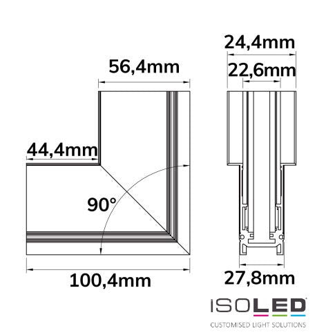 Installation Track 48 corner rail 90° vertical, non-current-carrying