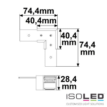 Flat Track 48 corner rail 90° horizontal, non-current-carrying 