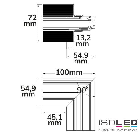 Drywall Track 48 corner rail 90° vertical, non-current-carrying 