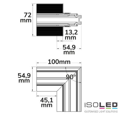 Trockenbau Track 48 Eckschiene 90° vertikal, nicht stromführend