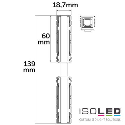 Track 48 linear connector, 45° bendable, current-carrying, max. 6A, 4-pin 