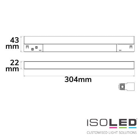 Track48 linear light 30cm black, 10W 