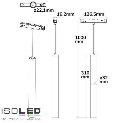 Suspension Track48 Pipe, noire, 7W 