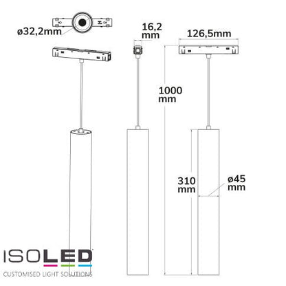 Track48 hanging light Pipe black, 15W 