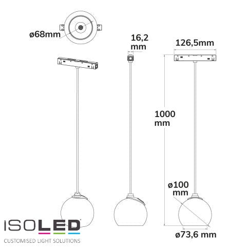 Track48 pendant light Ball Focus black, 12W 