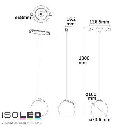 Track48 pendant light Ball Focus black, 12W 