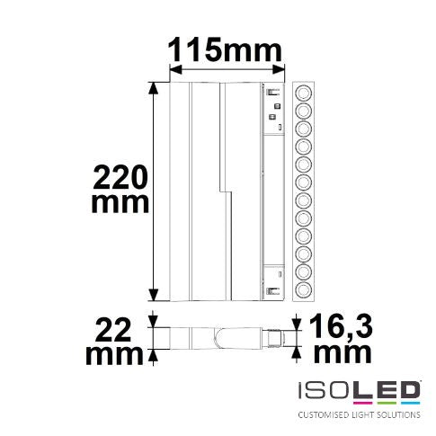 Spot sur rail à grille Track48 22cm noir, 12W 