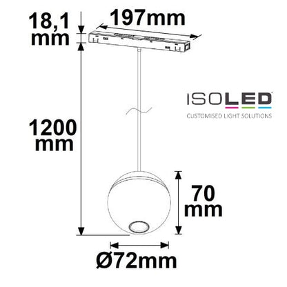 Suspension boule Track48 noire, 8W 